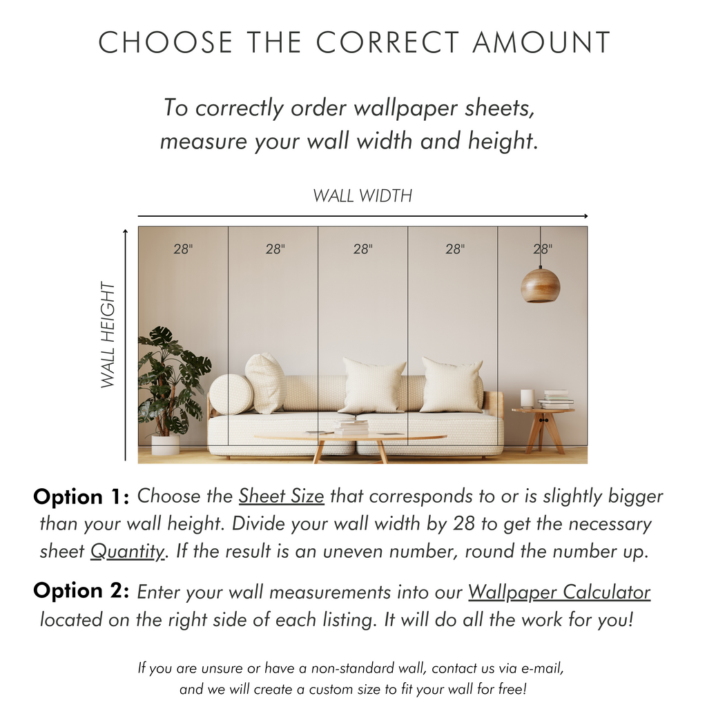 Splendid Aurum Size guide for ordering custom wallpaper dimensions