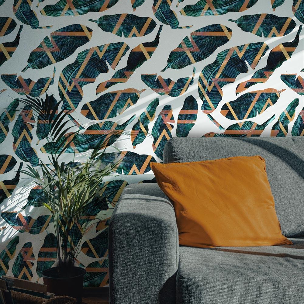 Eco-friendly interior for Leaves style self-adhesive wall art – Banana Triangles | DeccoPrint
