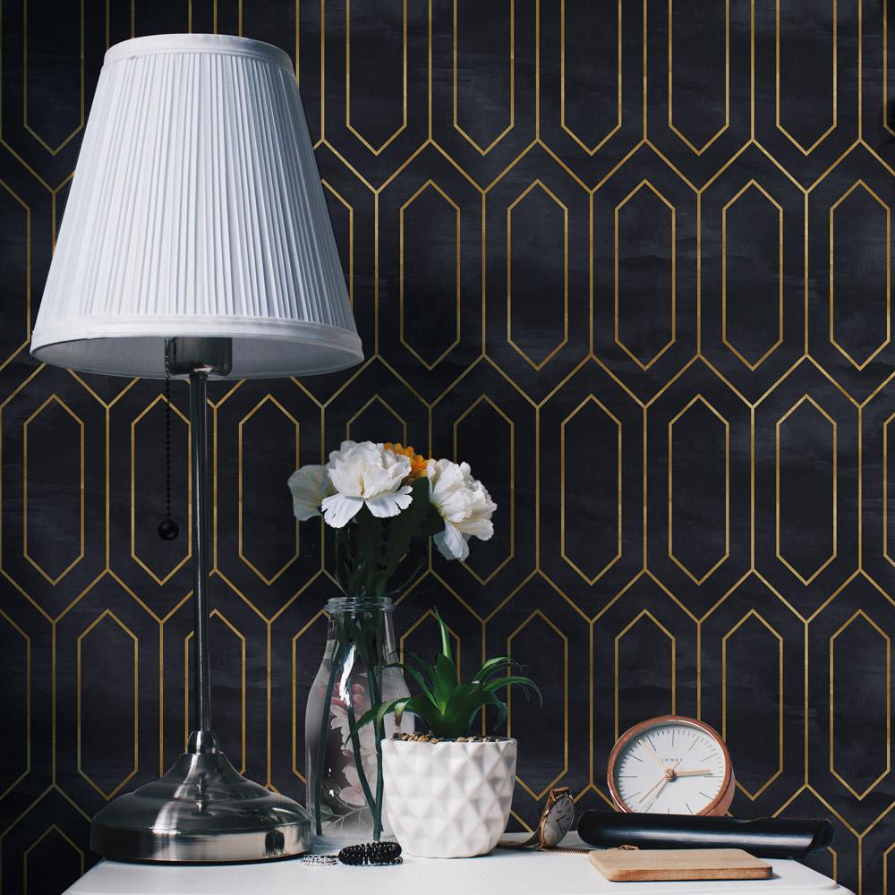 Removable Art Deco style wallpaper in the interior from DeccoPrint | Silent Film