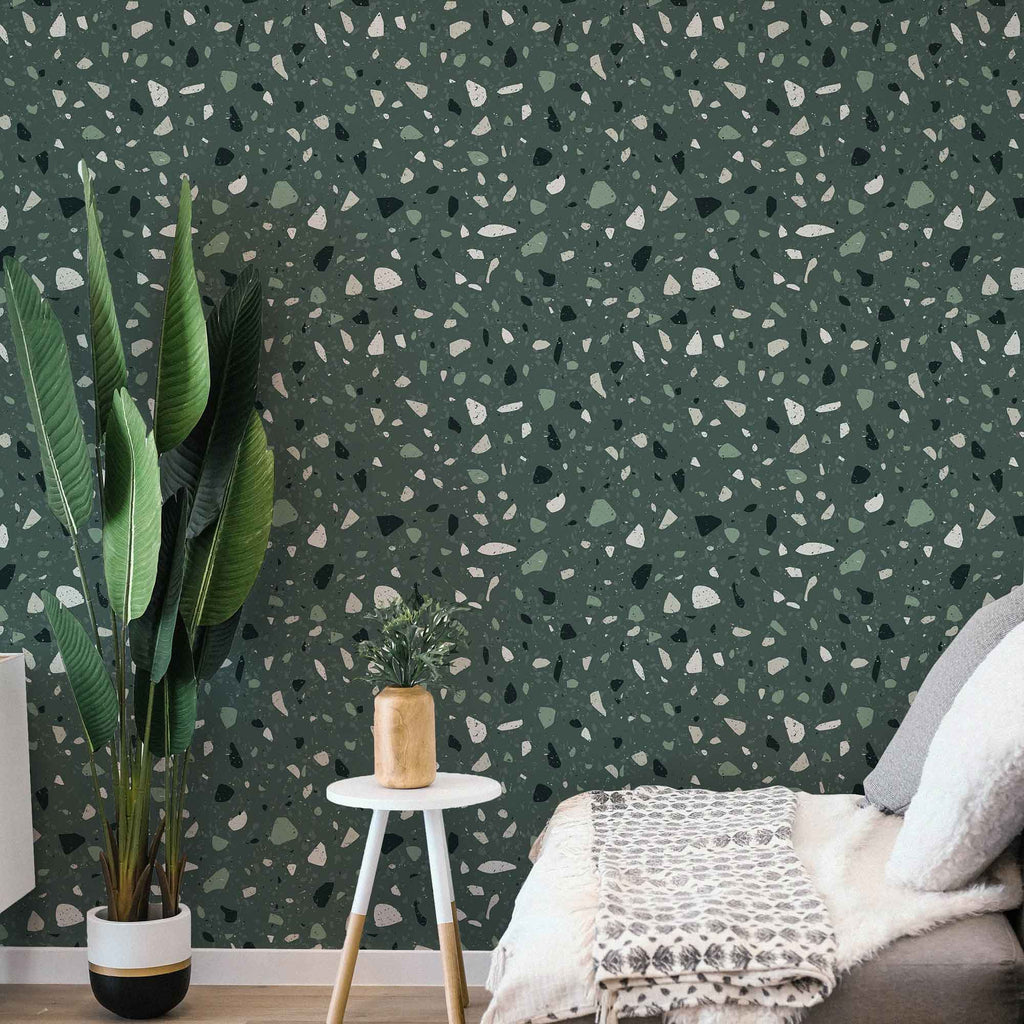 Eco-friendly interior for Terrazzo style self-adhesive wall art – Forest Elements | DeccoPrint