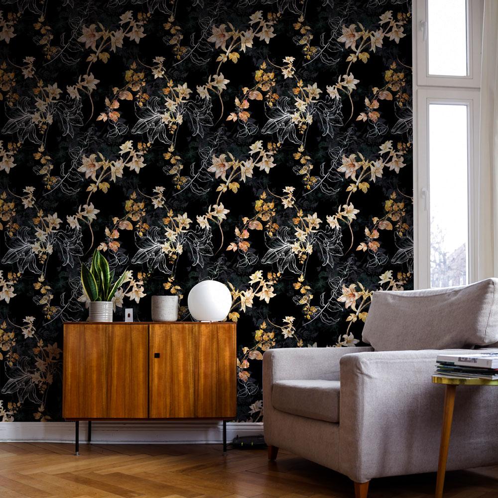 Eco-friendly interior for Dark Floral style self-adhesive wall art – Autumn Floral | DeccoPrint