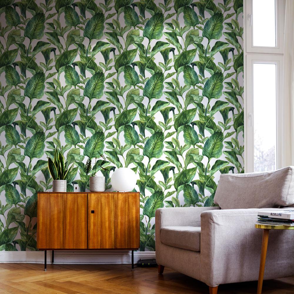 Eco-friendly interior for Leaves style self-adhesive wall art – Exotic Greenery | DeccoPrint