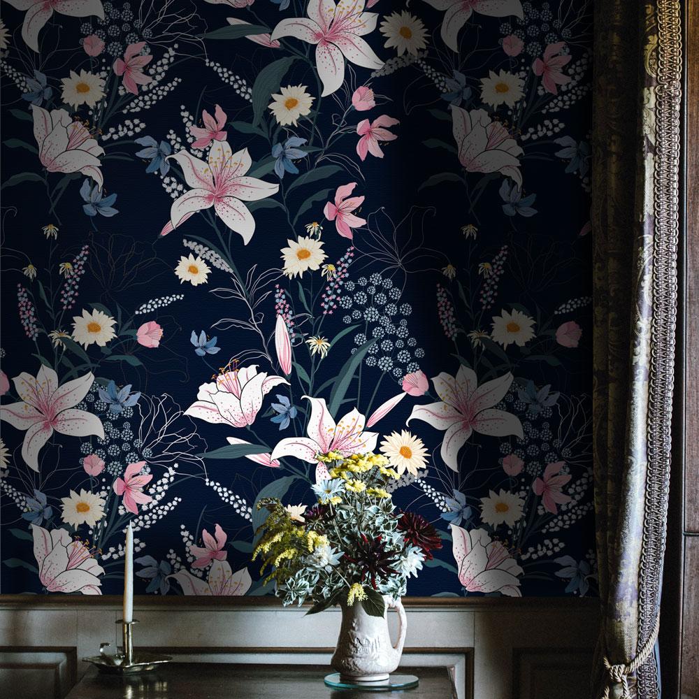 Eco-friendly interior for Dark Floral style self-adhesive wall art – Dark Vibrancy | DeccoPrint