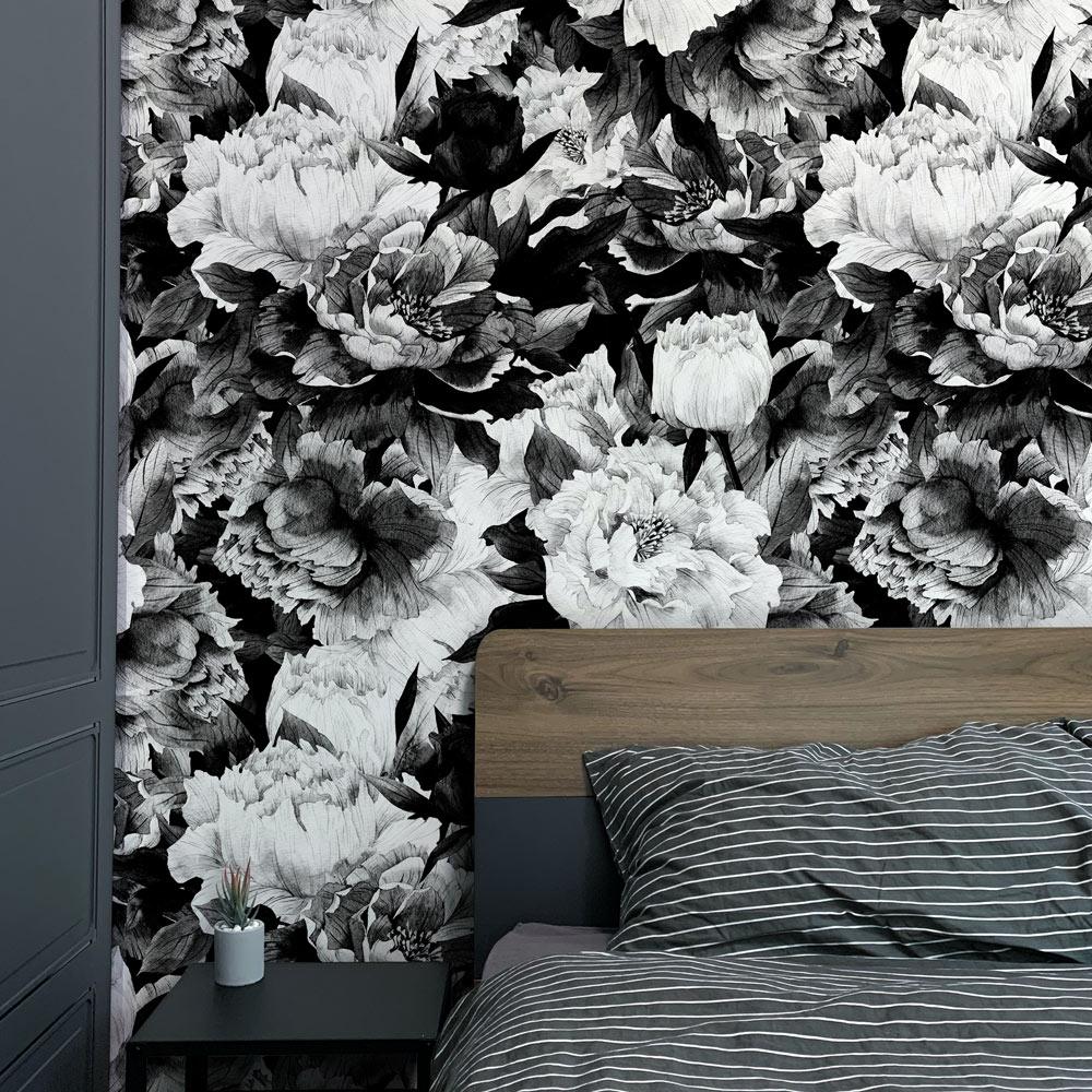 Eco-friendly interior for Dark Floral style self-adhesive wall art – Dense Flowerfield | DeccoPrint