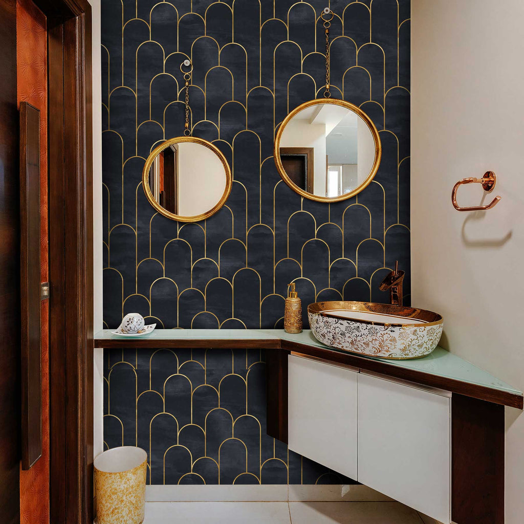 Removable Art Deco style wallpaper in the interior from DeccoPrint | Gilded Ballroom