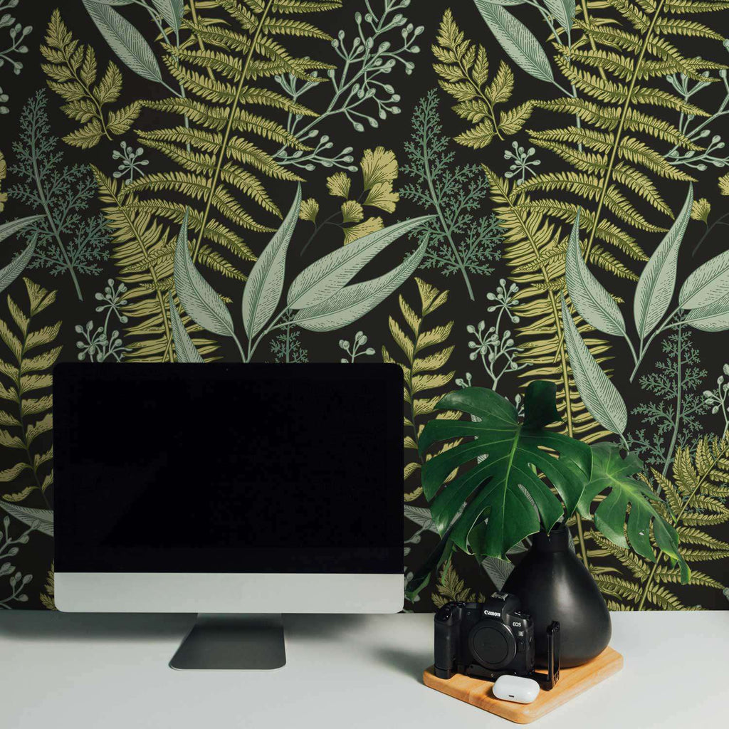 Removable Leaves style wallpaper in the interior from DeccoPrint | Fern Herbarium