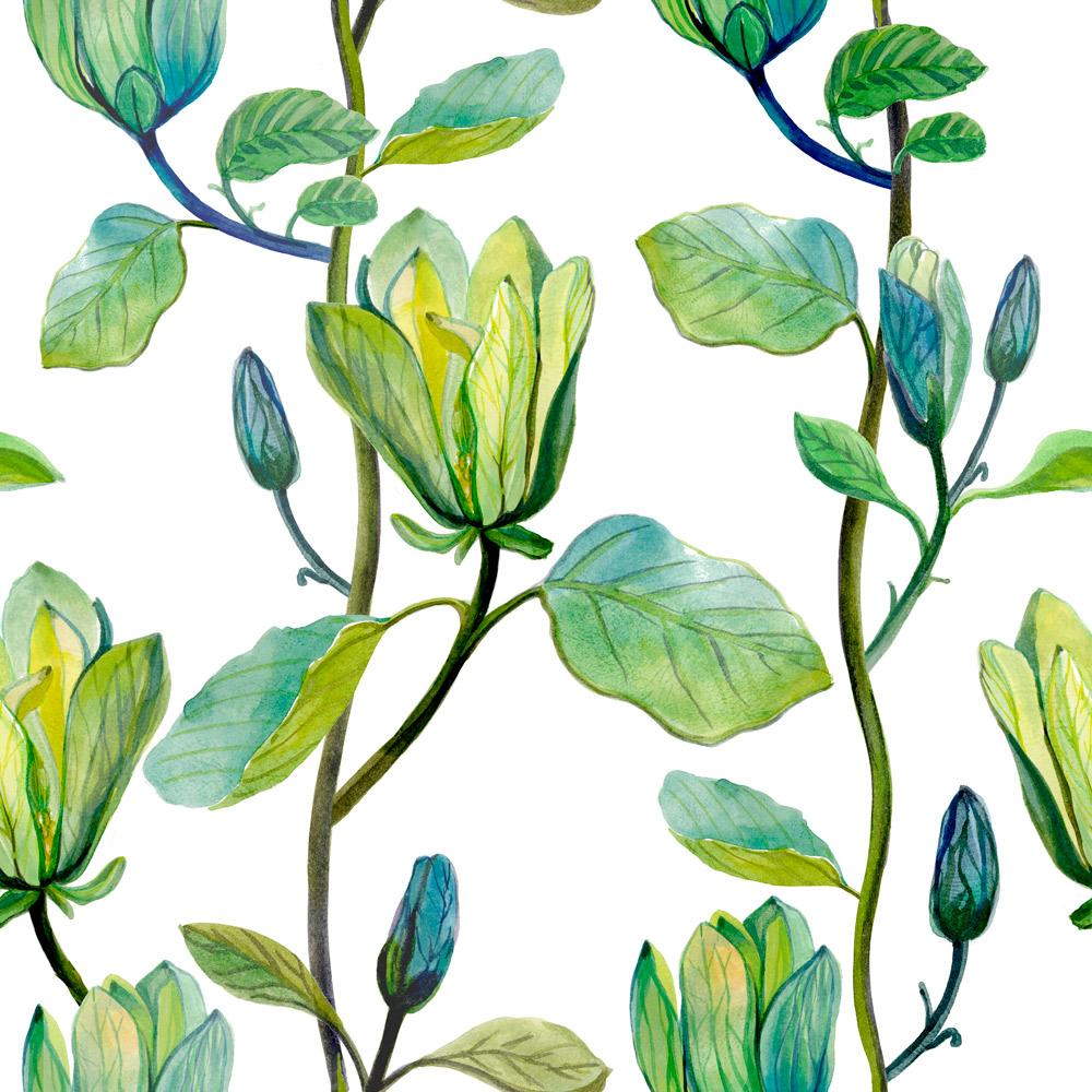 Green Magnolia - Peel and stick wall cover pattern by DeccoPrint