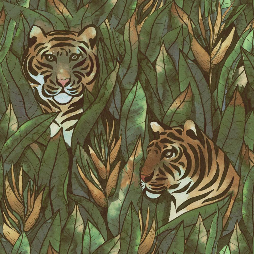Hidden Tiger - Peel and stick wall cover pattern by DeccoPrint