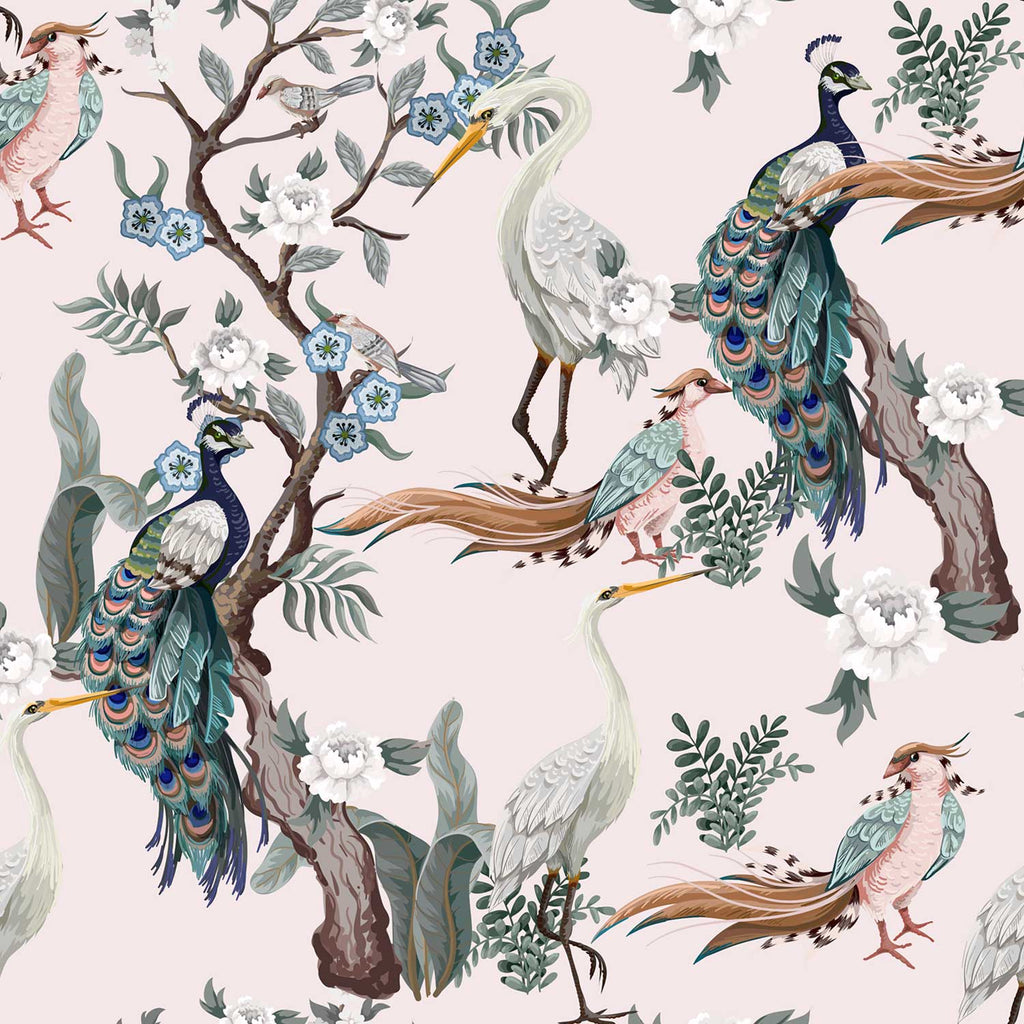 Light Elegant Birds - Peel and stick wall cover pattern by DeccoPrint